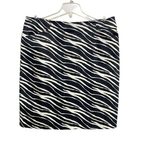 Ellen Tracy Skirt Womens Size 14  Brown Ivory Zebra Striped Zip-Up Side Pockets